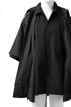 画像をギャラリービューアに読み込む, Y's.... WRINKLE TEXTURE LAYERED H/S SHIRT (BLACK)