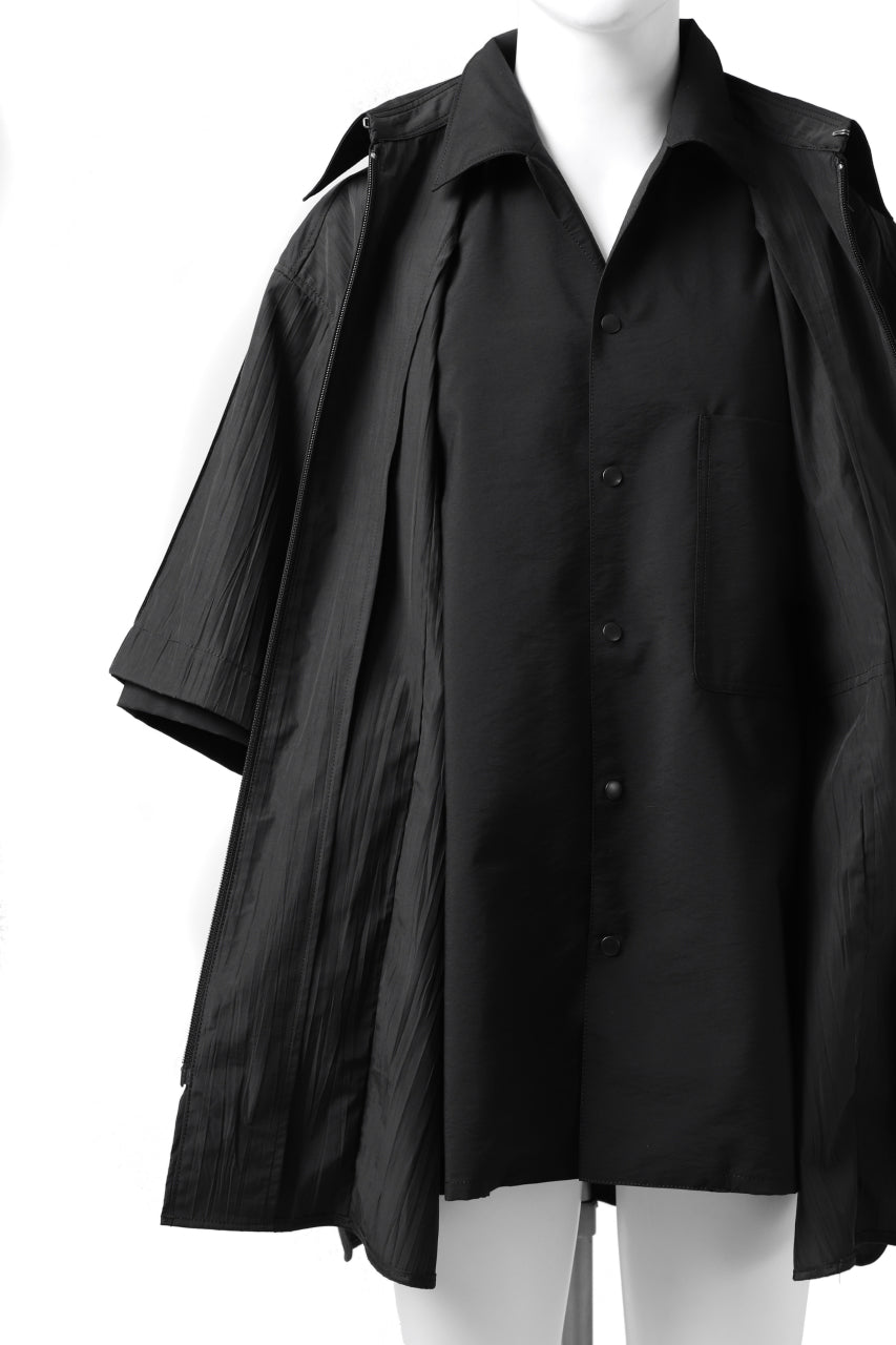 画像をギャラリービューアに読み込む, Y's.... WRINKLE TEXTURE LAYERED H/S SHIRT (BLACK)