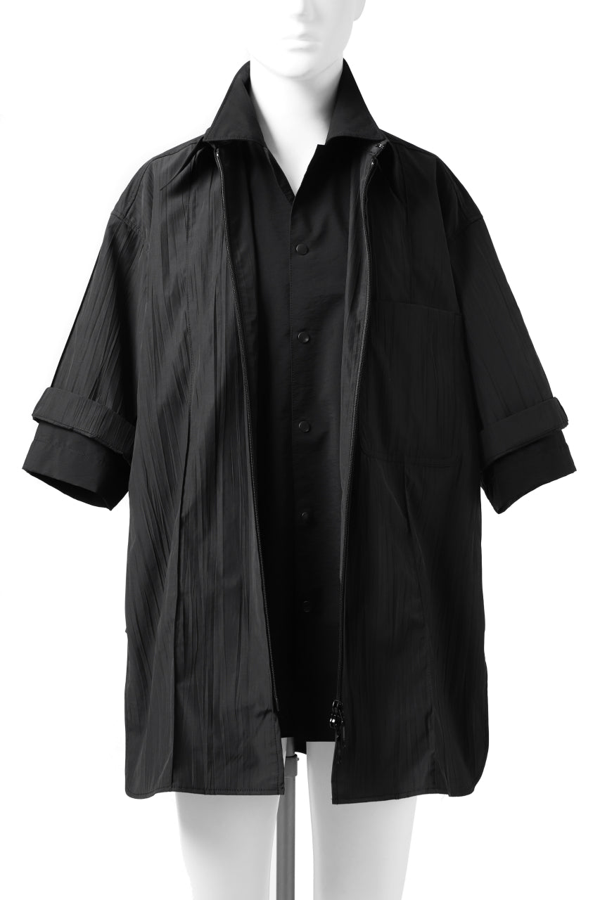 画像をギャラリービューアに読み込む, Y's.... WRINKLE TEXTURE LAYERED H/S SHIRT (BLACK)