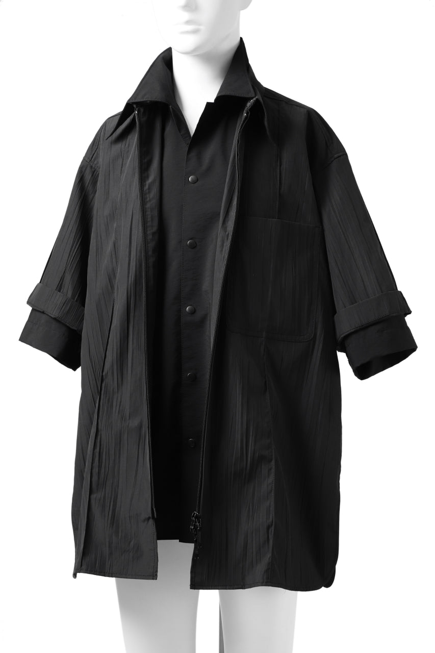 画像をギャラリービューアに読み込む, Y's.... WRINKLE TEXTURE LAYERED H/S SHIRT (BLACK)