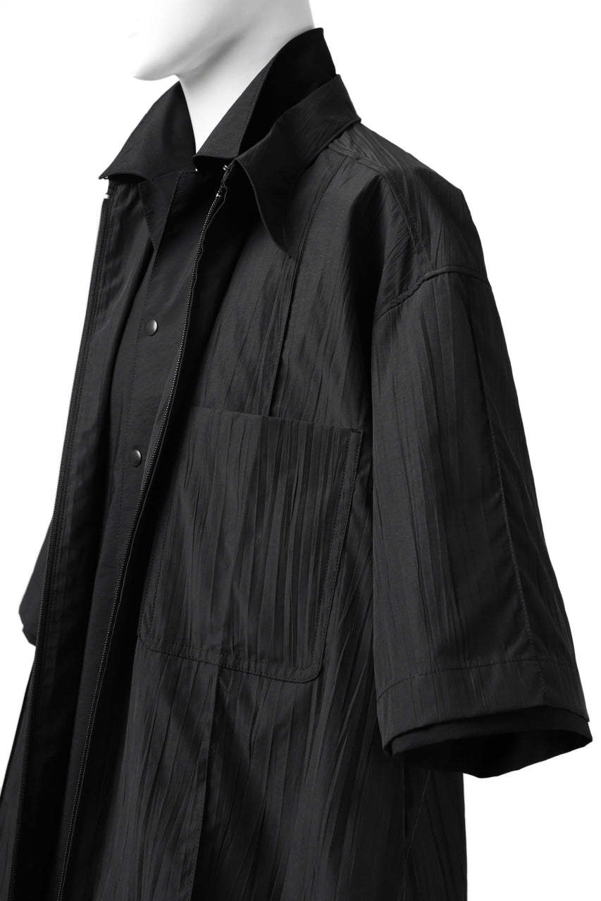 画像をギャラリービューアに読み込む, Y's.... WRINKLE TEXTURE LAYERED H/S SHIRT (BLACK)