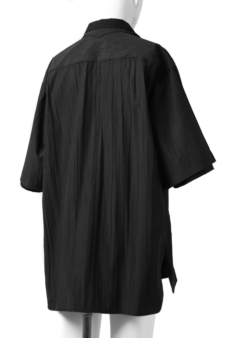 画像をギャラリービューアに読み込む, Y's.... WRINKLE TEXTURE LAYERED H/S SHIRT (BLACK)