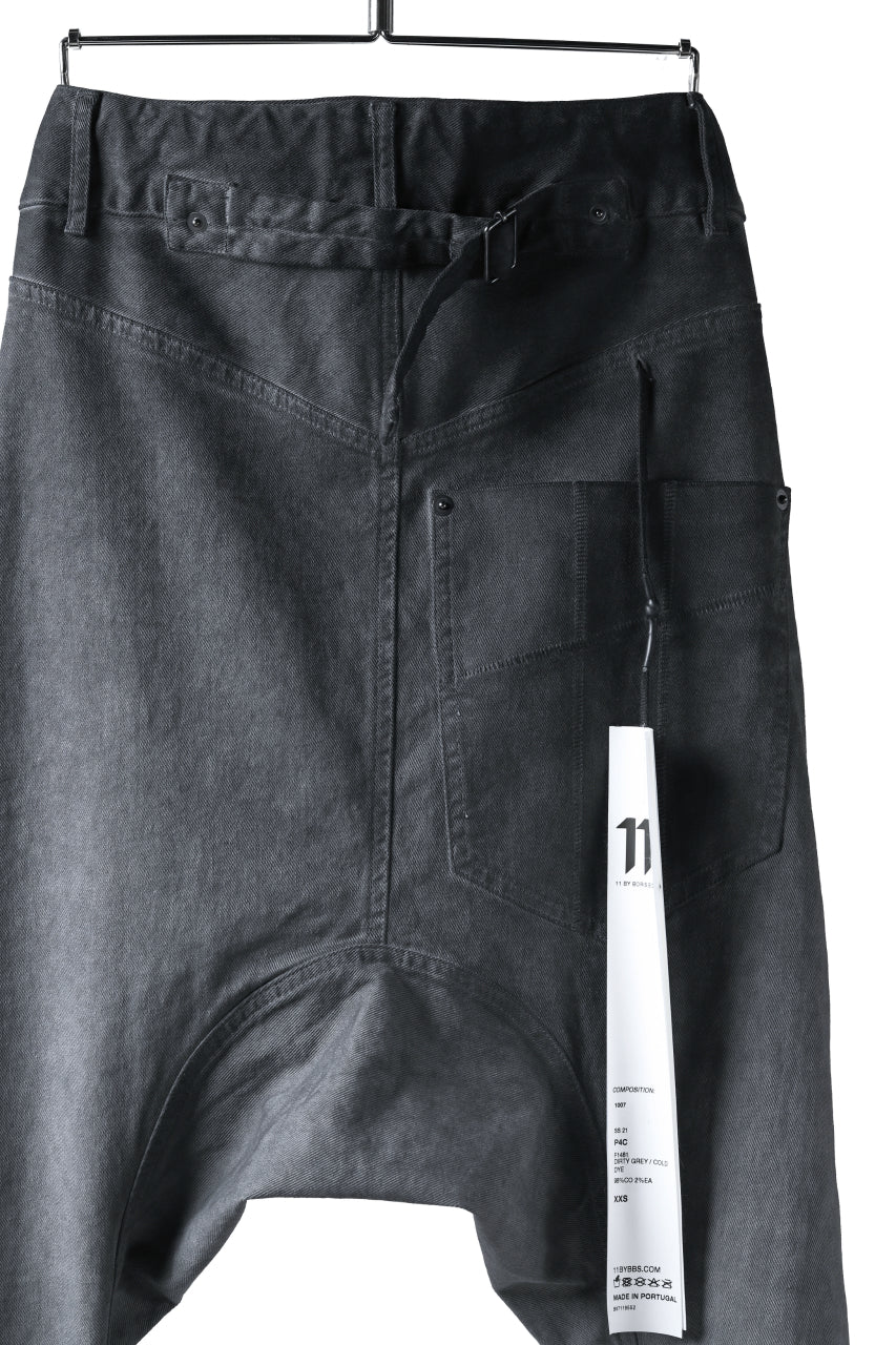 画像をギャラリービューアに読み込む, 11 BY BORIS BIDJAN SABERI LOW-DROPPED CROTCH BAGGY PANT "P4C-F-1481" (STRETCH DENIM / DIRTY GREY)