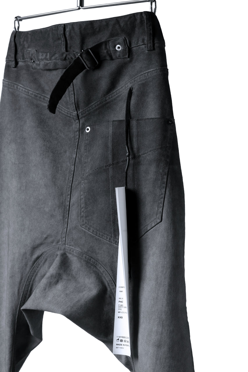 画像をギャラリービューアに読み込む, 11 BY BORIS BIDJAN SABERI LOW-DROPPED CROTCH BAGGY PANT "P4C-F-1481" (STRETCH DENIM / DIRTY GREY)