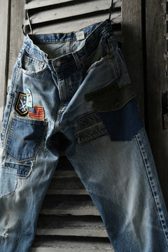 画像をギャラリービューアに読み込む, CHANGES VINTAGE REMAKE PATCHWORK DENIM TAPERED PANTS / VINTAGE DENIM (INDIGO #A)