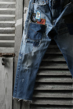 画像をギャラリービューアに読み込む, CHANGES VINTAGE REMAKE PATCHWORK DENIM TAPERED PANTS / VINTAGE DENIM (INDIGO #A)