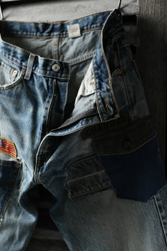 画像をギャラリービューアに読み込む, CHANGES VINTAGE REMAKE PATCHWORK DENIM TAPERED PANTS / VINTAGE DENIM (INDIGO #A)