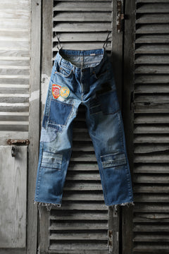 画像をギャラリービューアに読み込む, CHANGES VINTAGE REMAKE PATCHWORK DENIM TAPERED PANTS / VINTAGE DENIM (INDIGO #B)