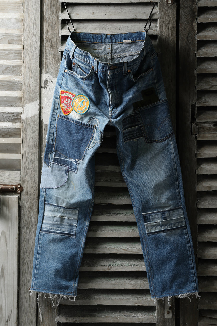 画像をギャラリービューアに読み込む, CHANGES VINTAGE REMAKE PATCHWORK DENIM TAPERED PANTS / VINTAGE DENIM (INDIGO #B)