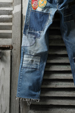 画像をギャラリービューアに読み込む, CHANGES VINTAGE REMAKE PATCHWORK DENIM TAPERED PANTS / VINTAGE DENIM (INDIGO #B)