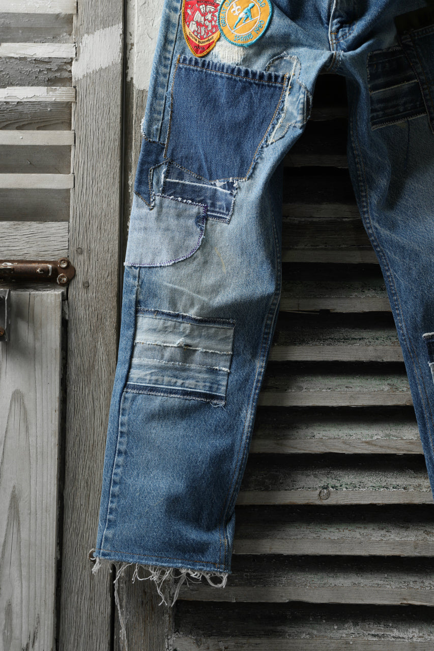 画像をギャラリービューアに読み込む, CHANGES VINTAGE REMAKE PATCHWORK DENIM TAPERED PANTS / VINTAGE DENIM (INDIGO #B)