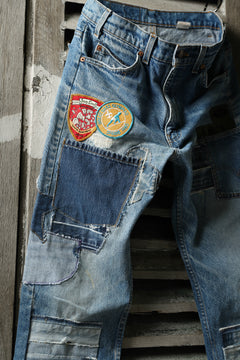 画像をギャラリービューアに読み込む, CHANGES VINTAGE REMAKE PATCHWORK DENIM TAPERED PANTS / VINTAGE DENIM (INDIGO #B)