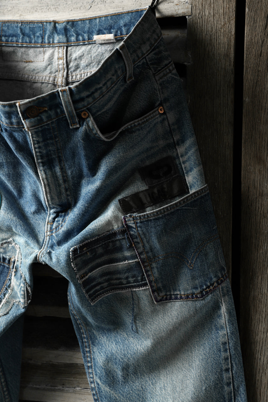 画像をギャラリービューアに読み込む, CHANGES VINTAGE REMAKE PATCHWORK DENIM TAPERED PANTS / VINTAGE DENIM (INDIGO #B)