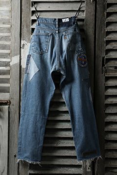 画像をギャラリービューアに読み込む, CHANGES VINTAGE REMAKE PATCHWORK DENIM TAPERED PANTS / VINTAGE DENIM (INDIGO #B)