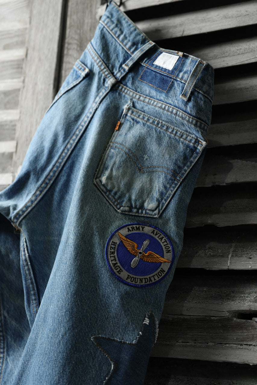 画像をギャラリービューアに読み込む, CHANGES VINTAGE REMAKE PATCHWORK DENIM TAPERED PANTS / VINTAGE DENIM (INDIGO #B)