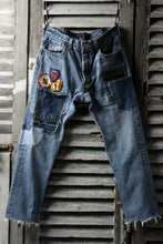 画像をギャラリービューアに読み込む, CHANGES VINTAGE REMAKE PATCHWORK DENIM TAPERED PANTS / VINTAGE DENIM (INDIGO #C)