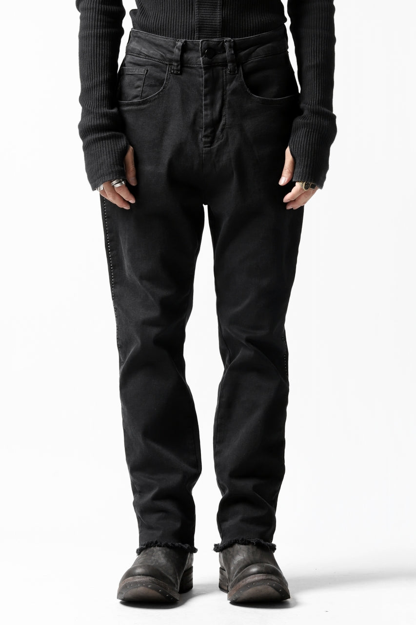 画像をギャラリービューアに読み込む, thomkrom OVER LOCK SLIM CROPPED PANTS / DAMAGE STRETCH DENIM (BLACK)