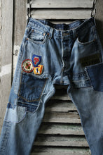 画像をギャラリービューアに読み込む, CHANGES VINTAGE REMAKE PATCHWORK DENIM TAPERED PANTS / VINTAGE DENIM (INDIGO #C)
