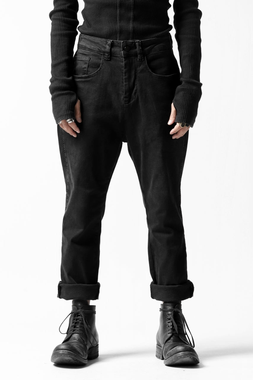 画像をギャラリービューアに読み込む, thomkrom OVER LOCK SLIM CROPPED PANTS / DAMAGE STRETCH DENIM (BLACK)