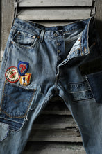 画像をギャラリービューアに読み込む, CHANGES VINTAGE REMAKE PATCHWORK DENIM TAPERED PANTS / VINTAGE DENIM (INDIGO #C)