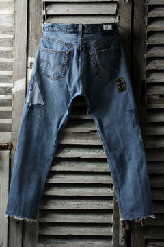 画像をギャラリービューアに読み込む, CHANGES VINTAGE REMAKE PATCHWORK DENIM TAPERED PANTS / VINTAGE DENIM (INDIGO #C)