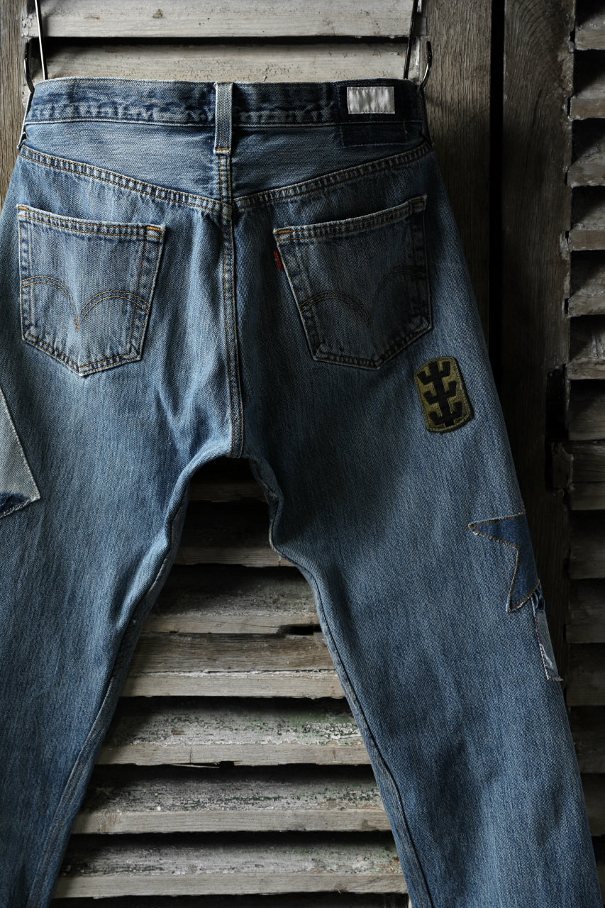 画像をギャラリービューアに読み込む, CHANGES VINTAGE REMAKE PATCHWORK DENIM TAPERED PANTS / VINTAGE DENIM (INDIGO #C)