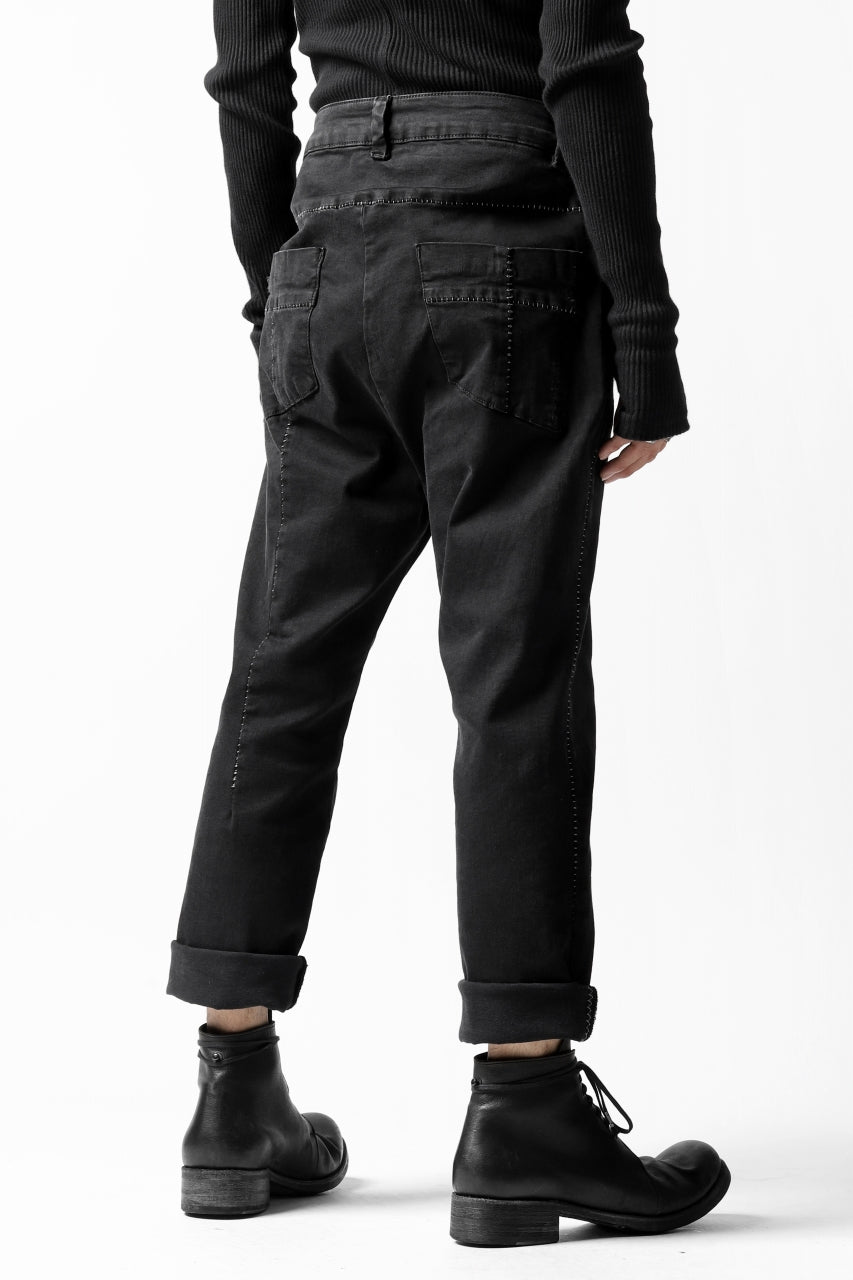 画像をギャラリービューアに読み込む, thomkrom OVER LOCK SLIM CROPPED PANTS / DAMAGE STRETCH DENIM (BLACK)