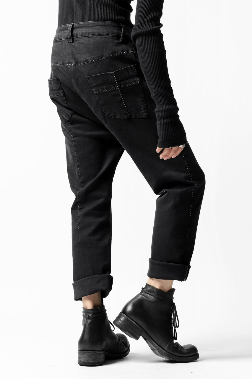 画像をギャラリービューアに読み込む, thomkrom OVER LOCK SLIM CROPPED PANTS / DAMAGE STRETCH DENIM (BLACK)