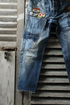 画像をギャラリービューアに読み込む, CHANGES VINTAGE REMAKE PATCHWORK DENIM TAPERED PANTS / VINTAGE DENIM (INDIGO #D)