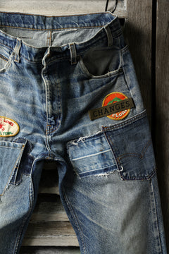 画像をギャラリービューアに読み込む, CHANGES VINTAGE REMAKE PATCHWORK DENIM TAPERED PANTS / VINTAGE DENIM (INDIGO #D)