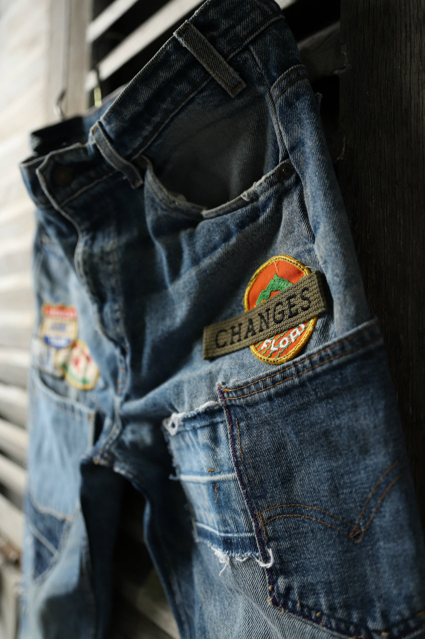 画像をギャラリービューアに読み込む, CHANGES VINTAGE REMAKE PATCHWORK DENIM TAPERED PANTS / VINTAGE DENIM (INDIGO #D)