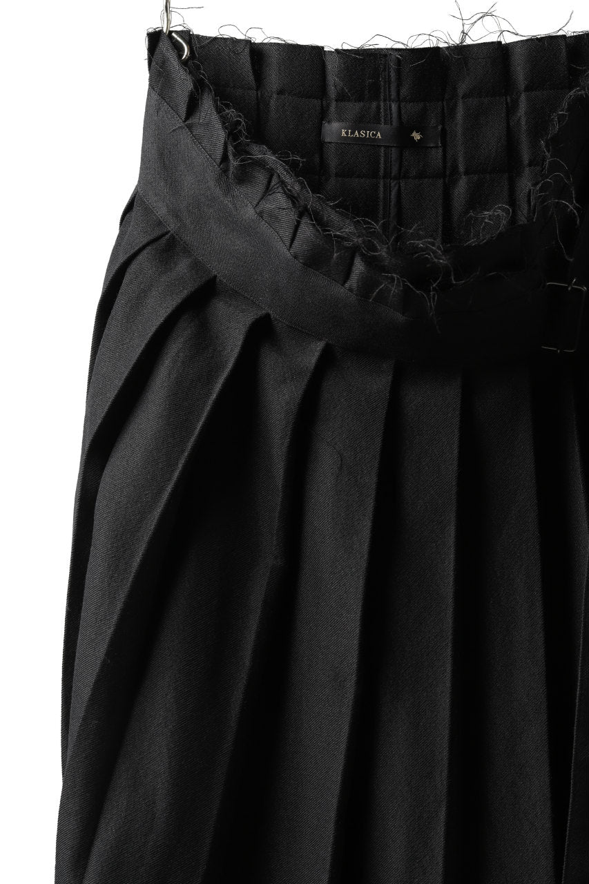 画像をギャラリービューアに読み込む, KLASICA CIGAR WRAP PLEATS SKIRT / SERGE WOOL&RAMIE (IRON)
