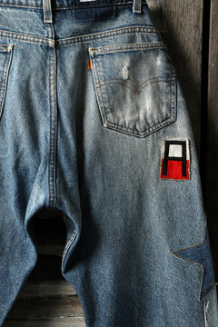 画像をギャラリービューアに読み込む, CHANGES VINTAGE REMAKE PATCHWORK DENIM TAPERED PANTS / VINTAGE DENIM (INDIGO #D)