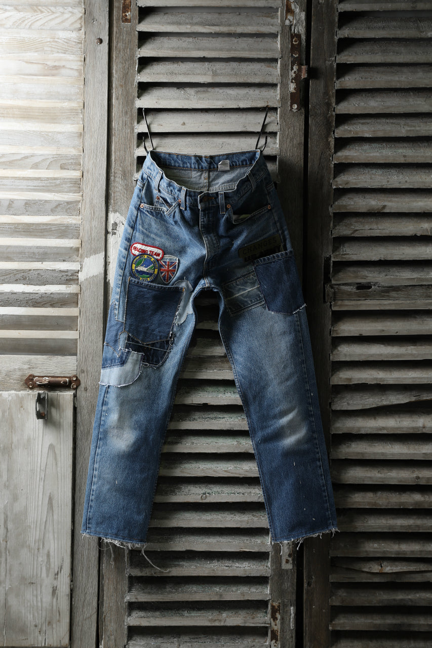 画像をギャラリービューアに読み込む, CHANGES VINTAGE REMAKE PATCHWORK DENIM TAPERED PANTS / VINTAGE DENIM (INDIGO #E)
