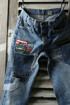 画像をギャラリービューアに読み込む, CHANGES VINTAGE REMAKE PATCHWORK DENIM TAPERED PANTS / VINTAGE DENIM (INDIGO #E)