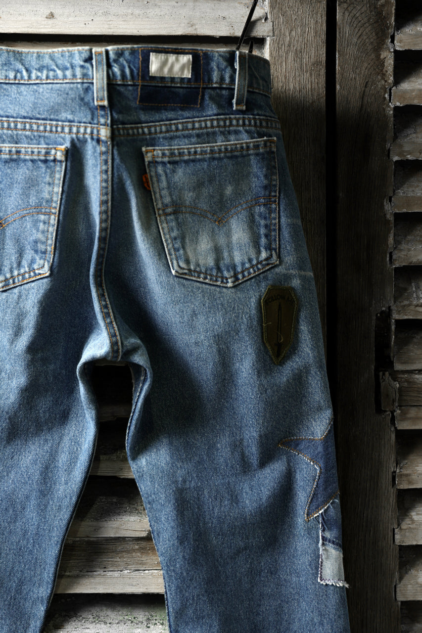 画像をギャラリービューアに読み込む, CHANGES VINTAGE REMAKE PATCHWORK DENIM TAPERED PANTS / VINTAGE DENIM (INDIGO #E)