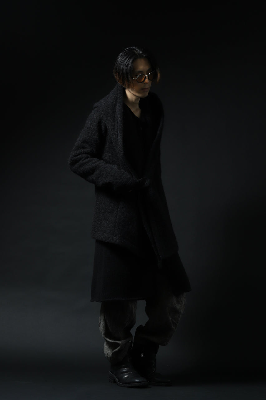 画像をギャラリービューアに読み込む, forme d'expression exclusive Hooded Cardigan Short-Coat (Black)