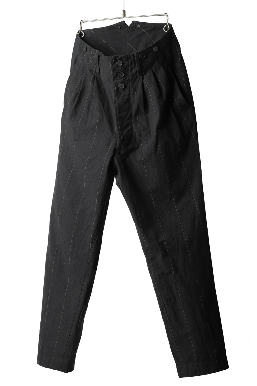 画像をギャラリービューアに読み込む, KLASICA MORROW-OCN TAPERED TROUSERS / IKAT DYED STRIPE COTTON  (CARBON)