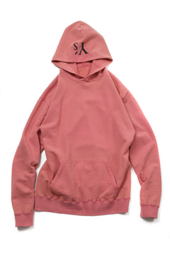 画像をギャラリービューアに読み込む, Y's REGULAR FIT LOGO SWEATER HOODIE - used finish (PINK)