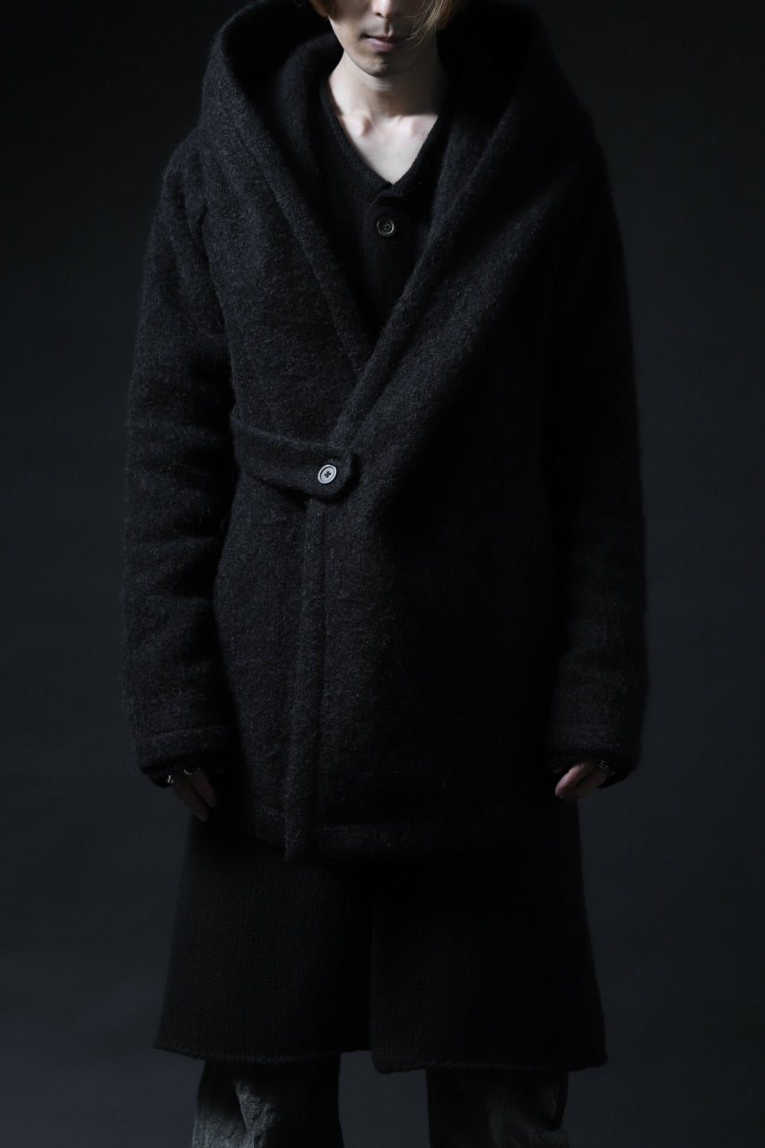 画像をギャラリービューアに読み込む, forme d'expression exclusive Hooded Cardigan Short-Coat (Black)