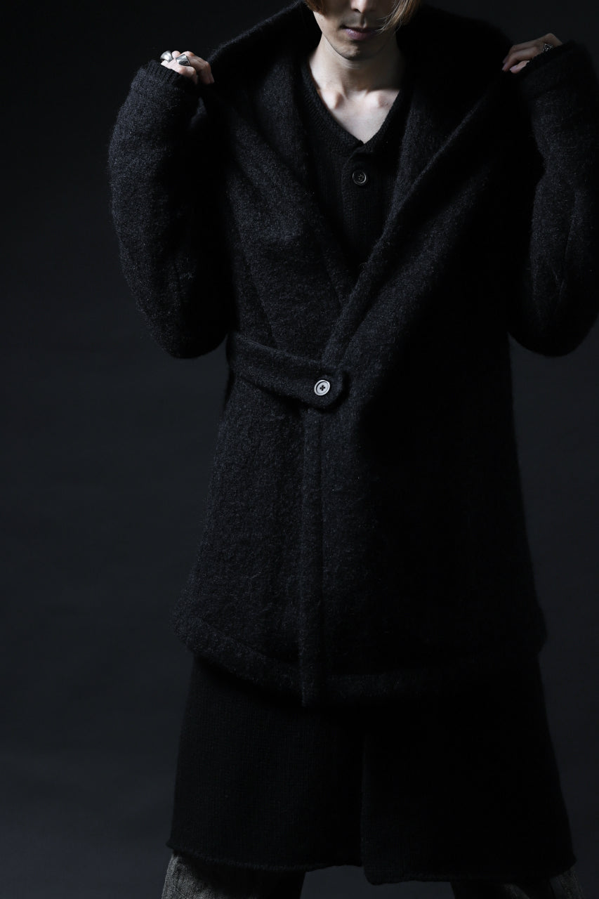 画像をギャラリービューアに読み込む, forme d'expression exclusive Hooded Cardigan Short-Coat (Black)