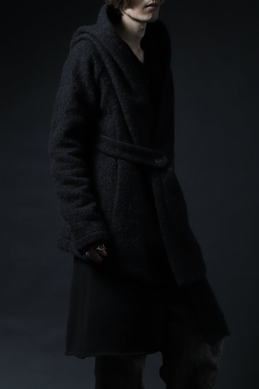 画像をギャラリービューアに読み込む, forme d'expression exclusive Hooded Cardigan Short-Coat (Black)