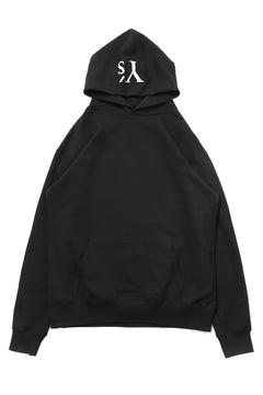 画像をギャラリービューアに読み込む, Y's REGULAR FIT LOGO SWEATER HOODIE (BLACK)