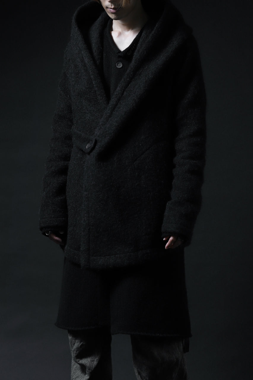 画像をギャラリービューアに読み込む, forme d'expression exclusive Hooded Cardigan Short-Coat (Black)