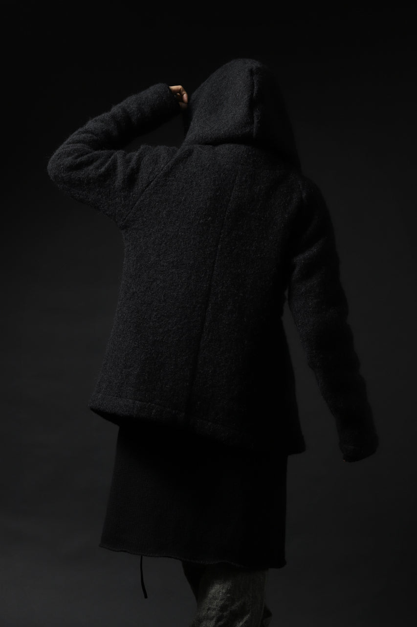 画像をギャラリービューアに読み込む, forme d'expression exclusive Hooded Cardigan Short-Coat (Black)