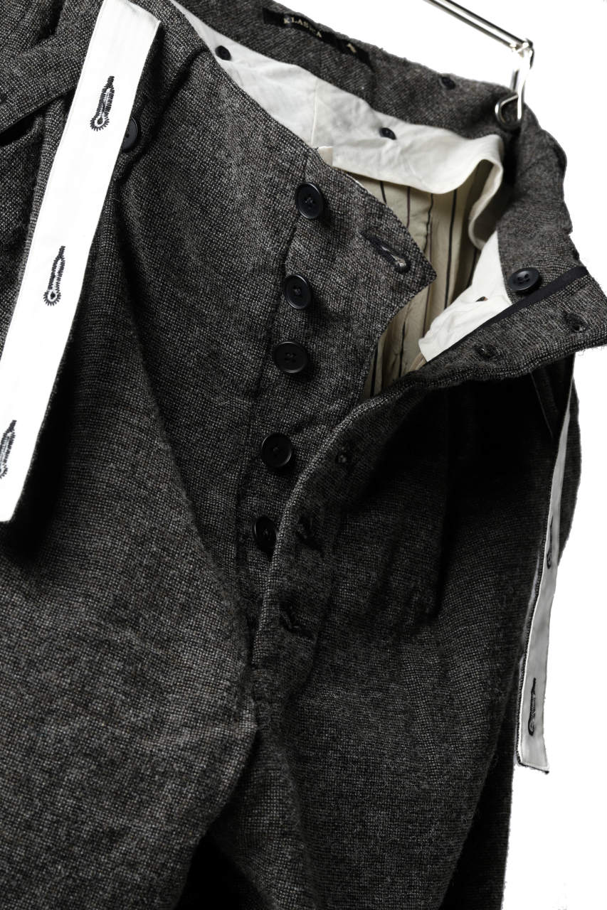 画像をギャラリービューアに読み込む, KLASICA BARREL-TWEED SUSPENDER TROUSERS / OFF TWEED WOOL (MIX)