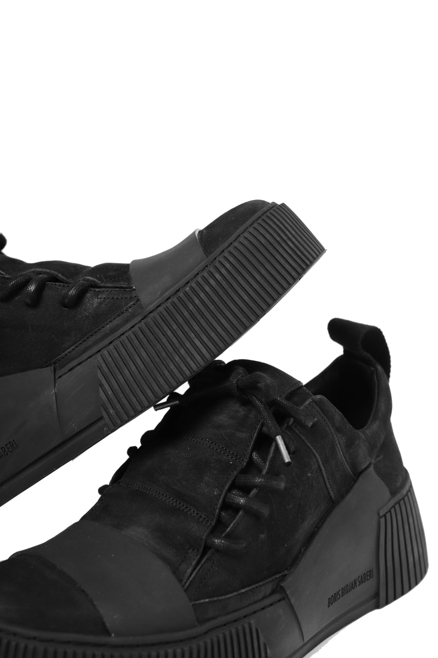 画像をギャラリービューアに読み込む, BORIS BIDJAN SABERI HORSE LEATHER LOW CUT SNEAKER / WASHED & HAND TREATED "BAMBA2.1-SIN" (BLACK)