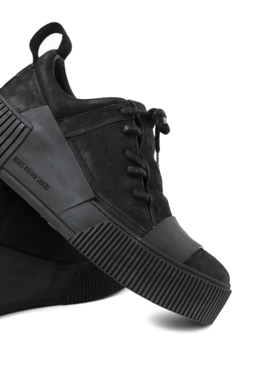 画像をギャラリービューアに読み込む, BORIS BIDJAN SABERI HORSE LEATHER LOW CUT SNEAKER / WASHED AND HAND TREATED &quot;BAMBA2.1&quot; (BLACK)