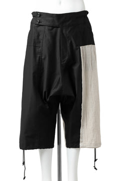 Load image into Gallery viewer, Y's BANG ON! No.150 SAROUEL HALF PANTS / CO TWILL + LI (BLACK)
