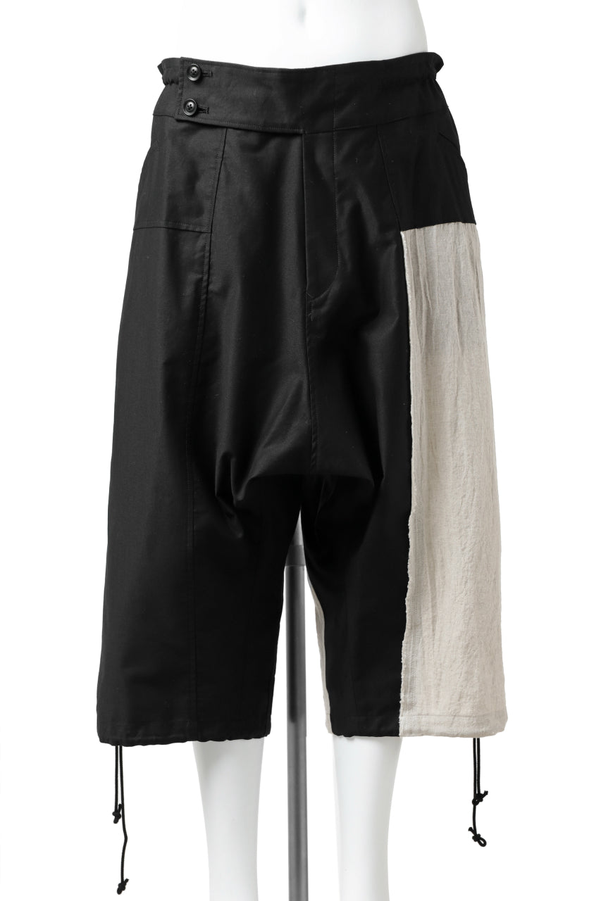 Load image into Gallery viewer, Y's BANG ON! No.150 SAROUEL HALF PANTS / CO TWILL + LI (BLACK)